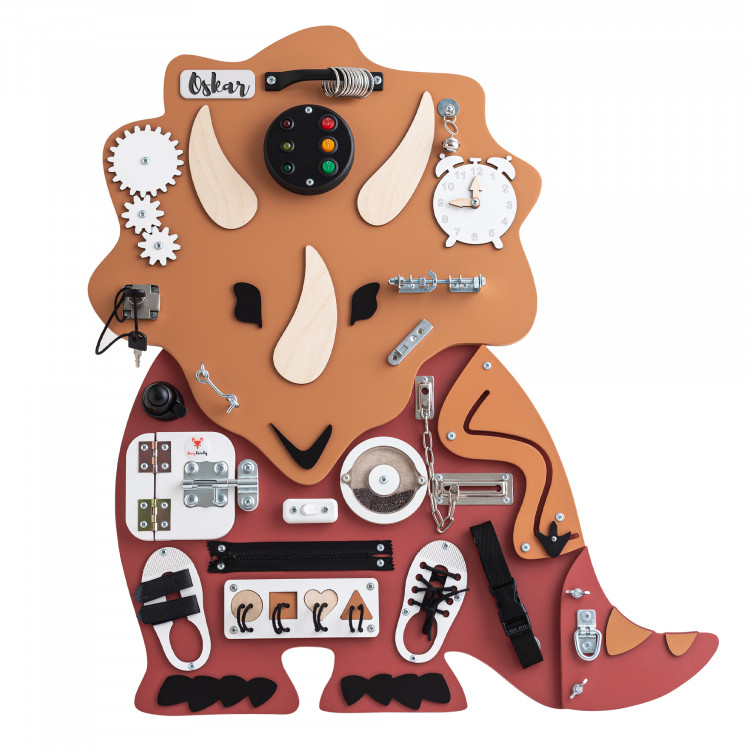 Manipulačná doska / Activity board Triceratops - červená 80 × 70 cm